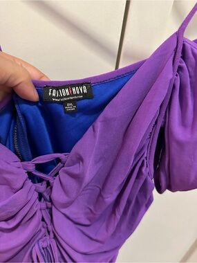 Fashion Nova Purple Ruched Mini Dress